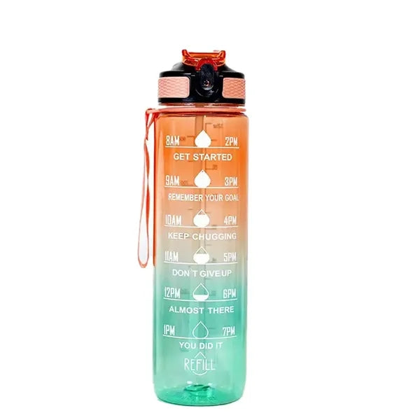 Gradient Leakproof Water Bottle with Straw & Lid