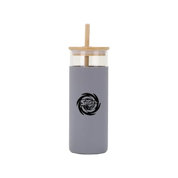 20 oz Glass Water Bottle Straw Silicone Protective Sleeve