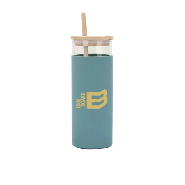 20 oz Glass Water Bottle Straw Silicone Protective Sleeve