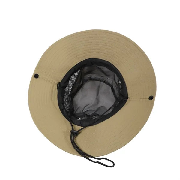 Foldable Mesh Waterproof Wide Brim Sun Hat with Strap