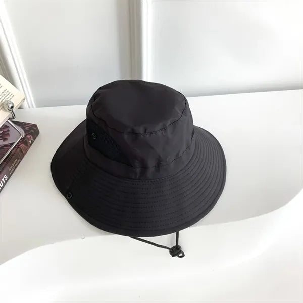 Foldable Mesh Waterproof Wide Brim Sun Hat with Strap