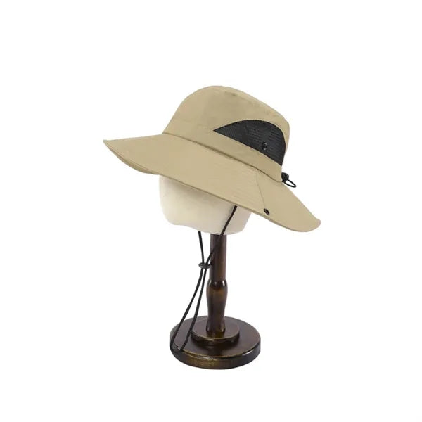 Foldable Mesh Waterproof Wide Brim Sun Hat with Strap