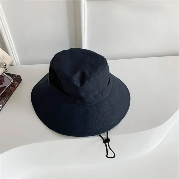 Foldable Mesh Waterproof Wide Brim Sun Hat with Strap