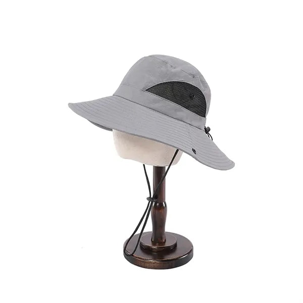 Foldable Mesh Waterproof Wide Brim Sun Hat with Strap