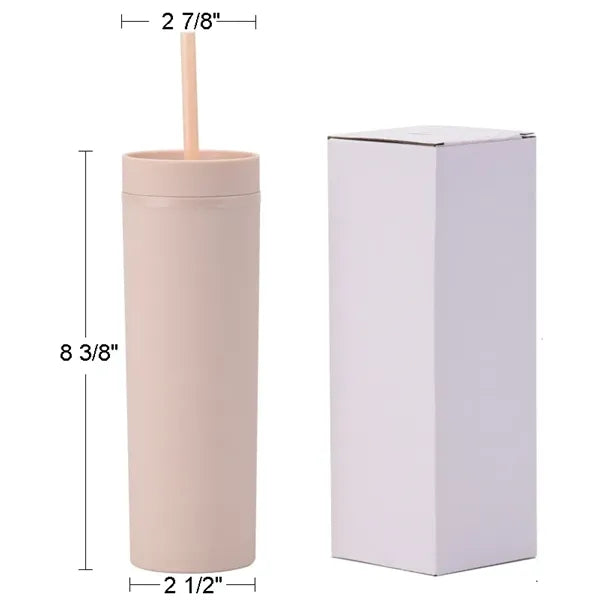 16OZ Double Wall Cup with Straw