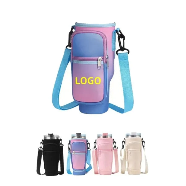 Neoprene Tumbler Cup Holder w/ Pocket