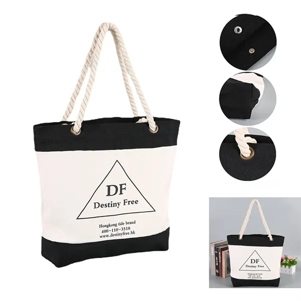 12 Oz Cotton Resort Tote with Rope Handle 16" x 12" x 4"