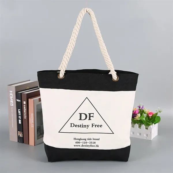 12 Oz Cotton Resort Tote with Rope Handle 16" x 12" x 4"