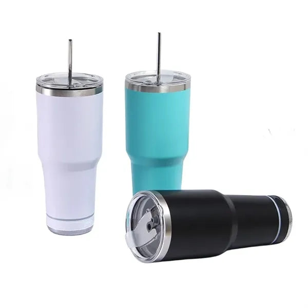 30 oz Stainless Steel Bluetooth Speaker Cup with Straw
