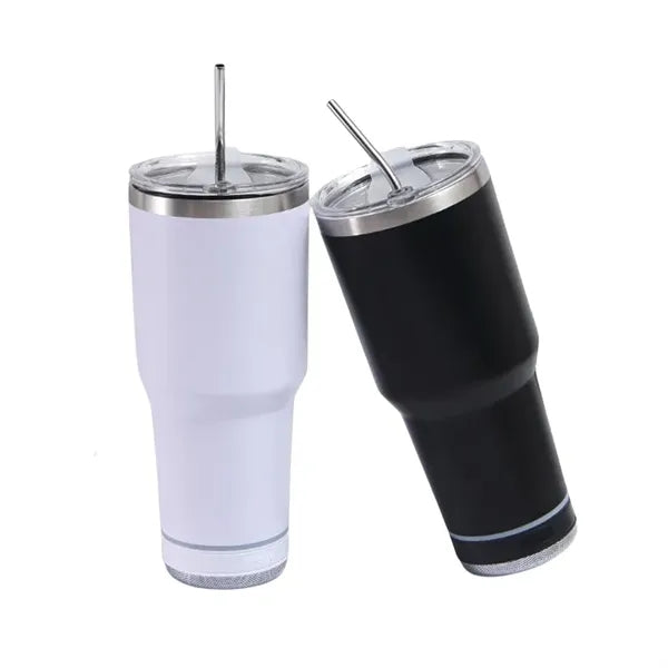 30 oz Stainless Steel Bluetooth Speaker Cup with Straw