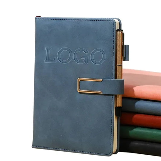 A5 Lined PU Leather Hardcover Notebook Pen & Magnetic Buckle