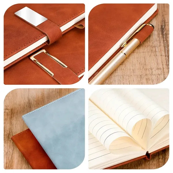 A5 Lined PU Leather Hardcover Notebook Pen & Magnetic Buckle
