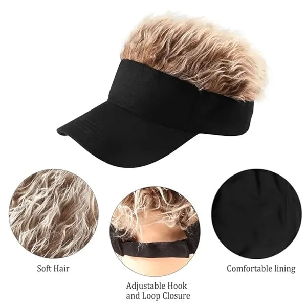 Adjustable Sun Visor Hat with Wig Spiked Hairs Fashion