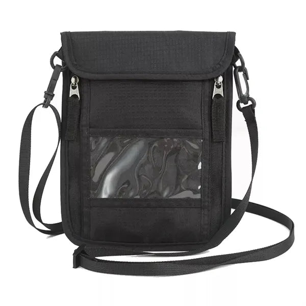 RFID Nylon Neck Travel Pouch Passport Holder