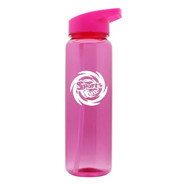 24 oz Tritan Plastic Sports Water Bottle with Flip Top Straw