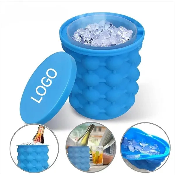 2 in 1 Silicone Ice Cube Mold Bucket