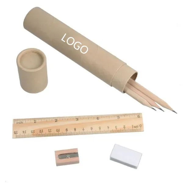 6 Piece Eco-friendly Recycled Paper Pencil Stationery Set