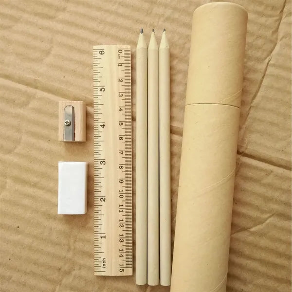 6 Piece Eco-friendly Recycled Paper Pencil Stationery Set