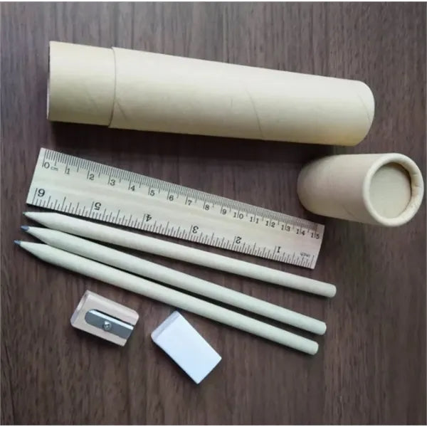6 Piece Eco-friendly Recycled Paper Pencil Stationery Set