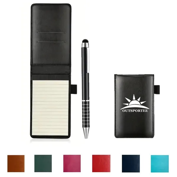 Mini A7 Pocket Leather Notepad Holder with Stylus Pen