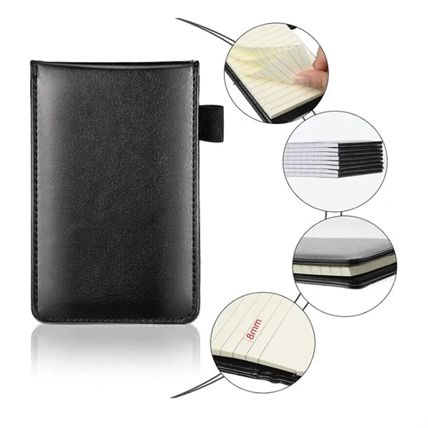 Mini A7 Pocket Leather Notepad Holder with Stylus Pen