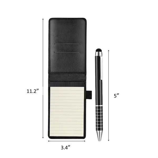 Mini A7 Pocket Leather Notepad Holder with Stylus Pen