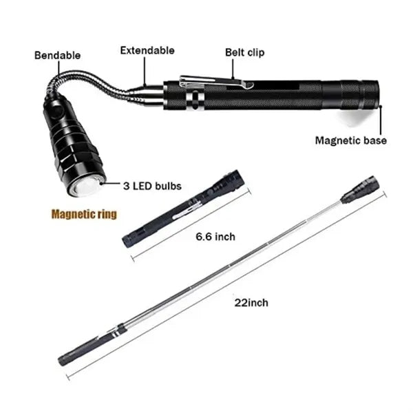 Led Telescopic Flexible Extensible Magnetic Flashlight