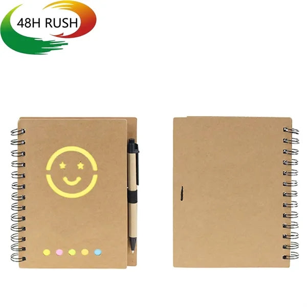 Smiley Spiral Notepad, stickers and Pen Set