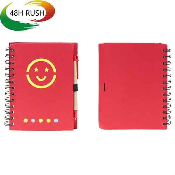 Smiley Spiral Notepad, stickers and Pen Set