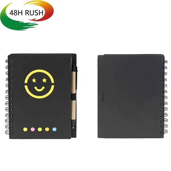 Smiley Spiral Notepad, stickers and Pen Set