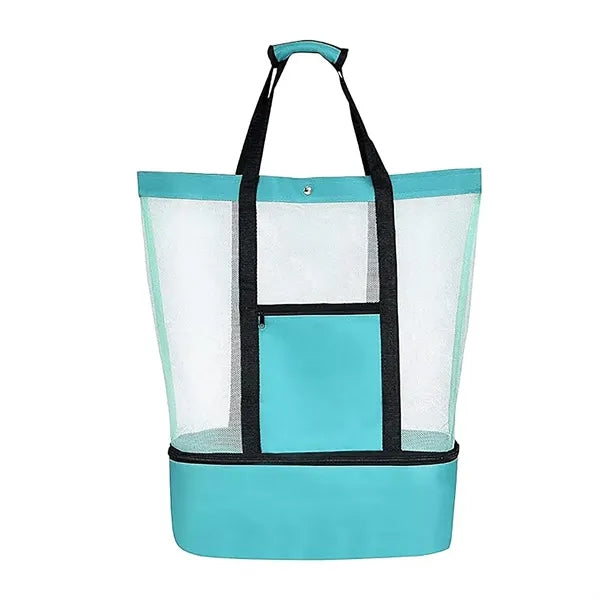 Mesh Beach Tote Bag with Insulated Cooler