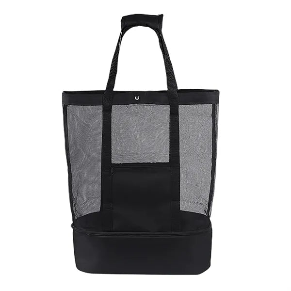 Mesh Beach Tote Bag with Insulated Cooler