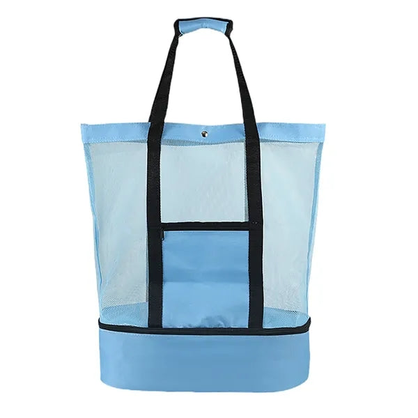 Mesh Beach Tote Bag with Insulated Cooler