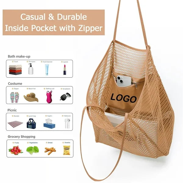 Mesh Beach Tote Bag for Women