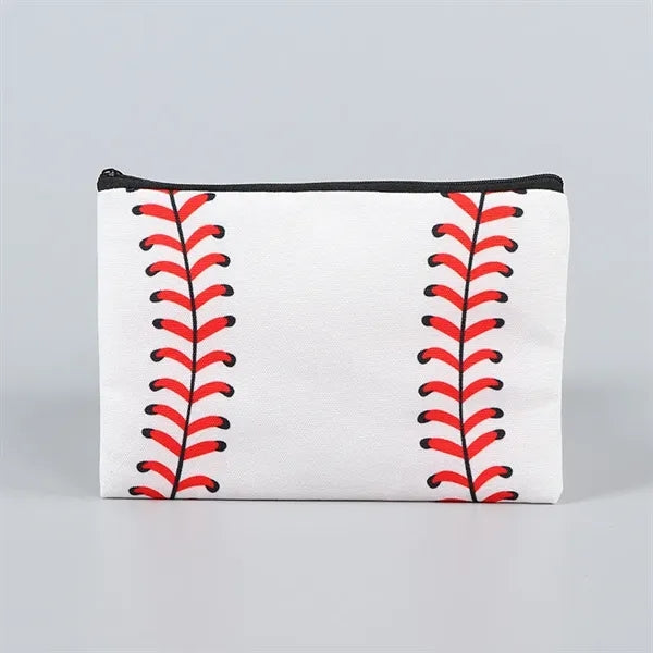 Pencil Case Baseball Creative Pattern Zipper Canvas Bag