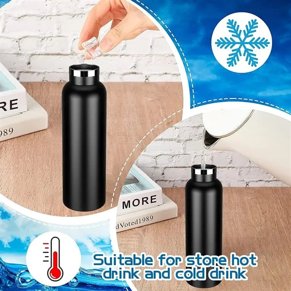 Stainless Steel Sports Water Bottle with Bamboo Lid-20oz