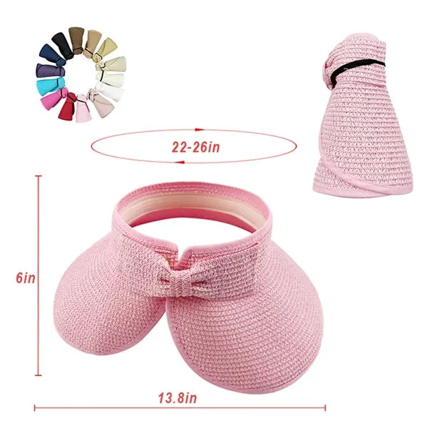 Foldable Wide Brim Straw Sun Visor Hat