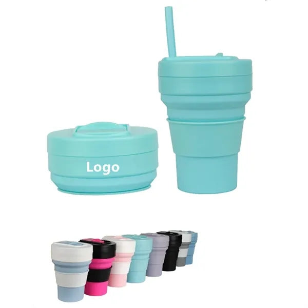 12oz Silicone Collapsible Coffee Cup with Straw Lid