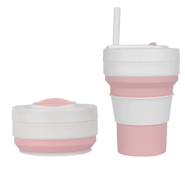 12oz Silicone Collapsible Coffee Cup with Straw Lid