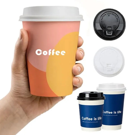10OZ Full Color Double Wall Disposable Coffee Cups with Lid