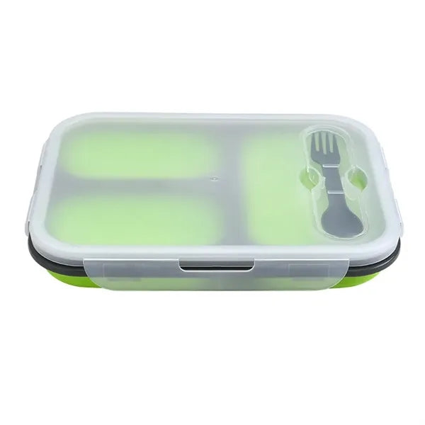 Silicone Collapsible 3 Compartments Lunch Box