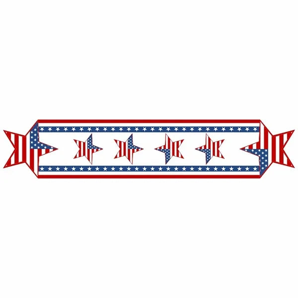 Patriotic Red and Blue Stripes Retro Table Runner