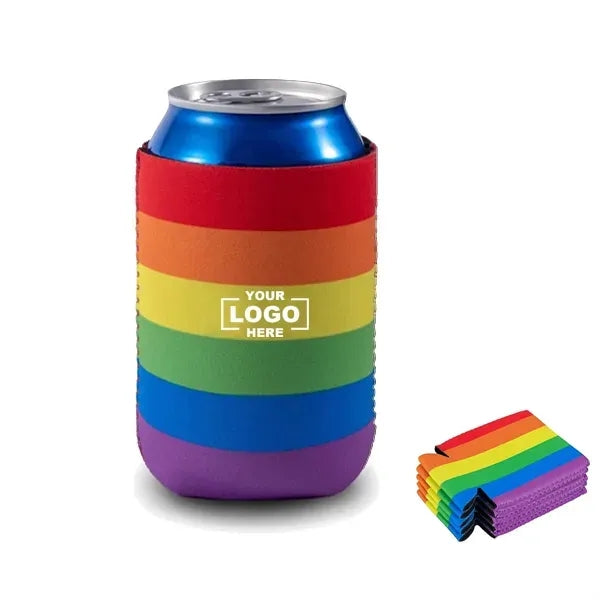 Rainbow Collapsible Neoprene Can Cooler