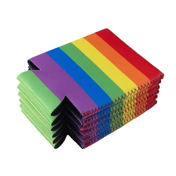 Rainbow Collapsible Neoprene Can Cooler
