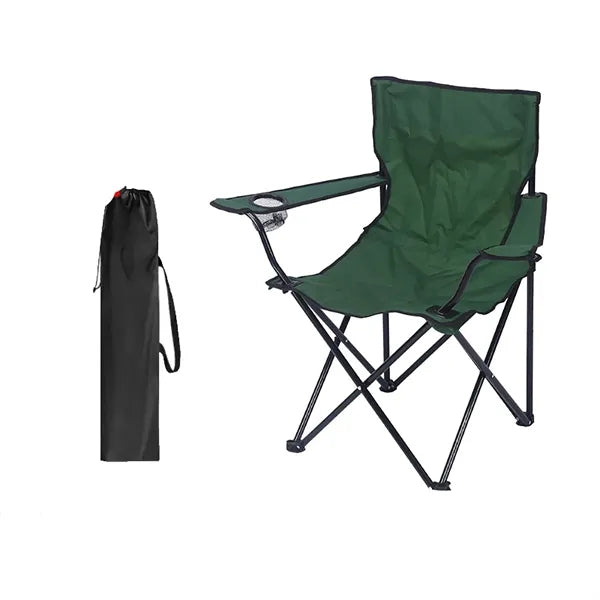 Outdoor Folding Camp Chair With Armrests And Storage Bag