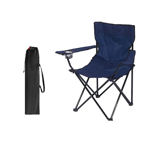 Outdoor Folding Camp Chair With Armrests And Storage Bag