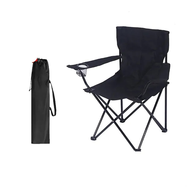 Outdoor Folding Camp Chair With Armrests And Storage Bag