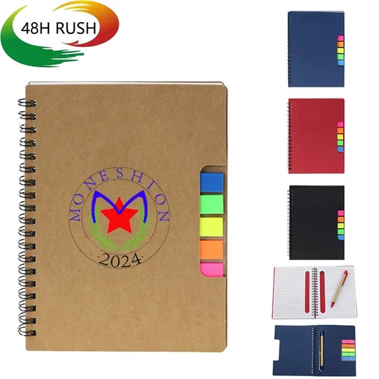 Spiral Notepad w/ Inside Pen & Sticky Notes Set