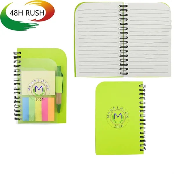 Clear Hard Cover Notepad w/ Pen & Sticky Notes Set