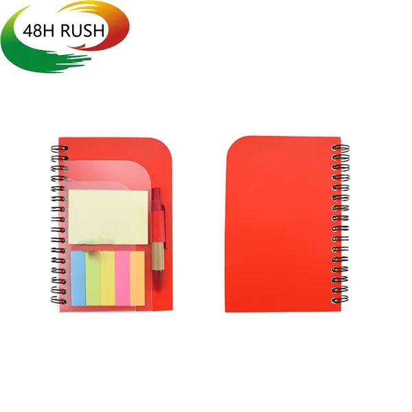 Clear Hard Cover Notepad w/ Pen & Sticky Notes Set